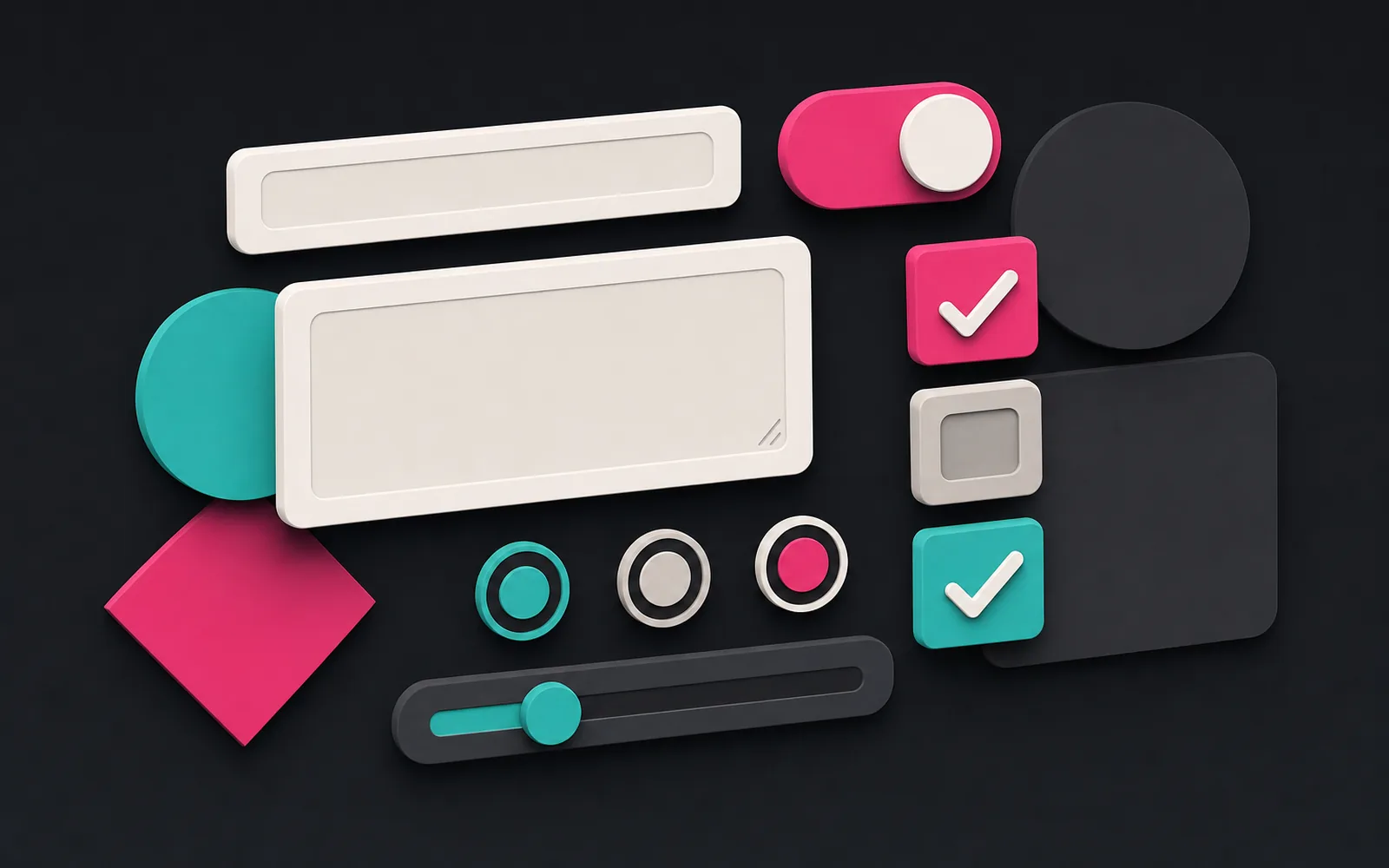 Form controls: inputs, select, checkbox, radio, switch.