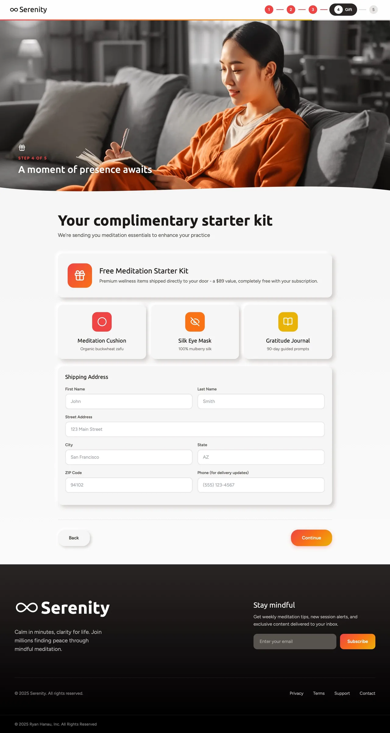 Step 4 of 5: the complimentary starter kit reveal, before checkout.
