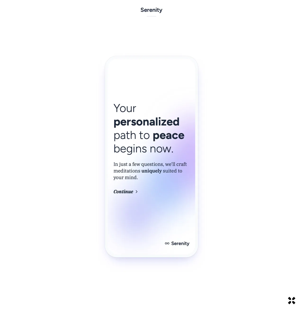 A transition screen between the welcome and the first question.